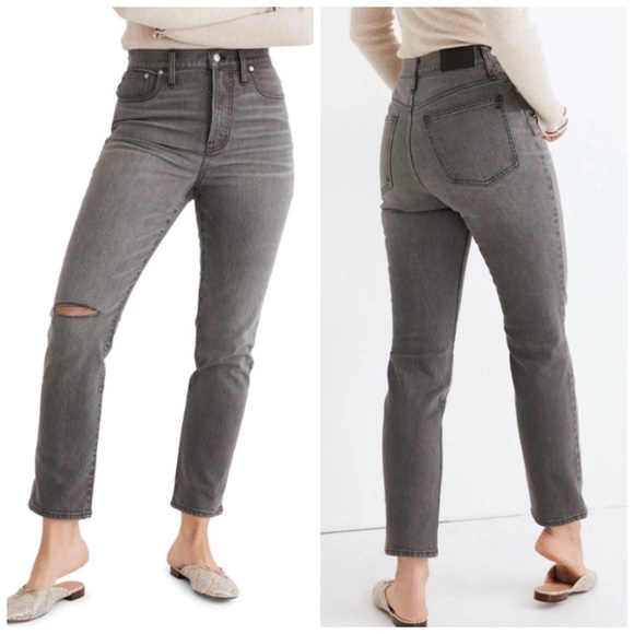Madewell Denim - NWT Madewell The Perfect Vintage Jean High Rise Distressed Gray Mom Jeans 28